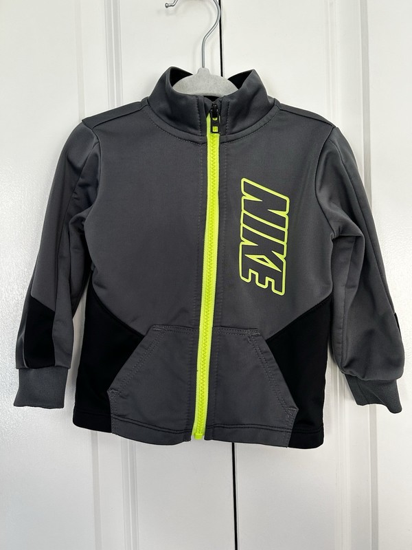 Nike boys track suit set 18 months jacket and pants grey black and neon gallery