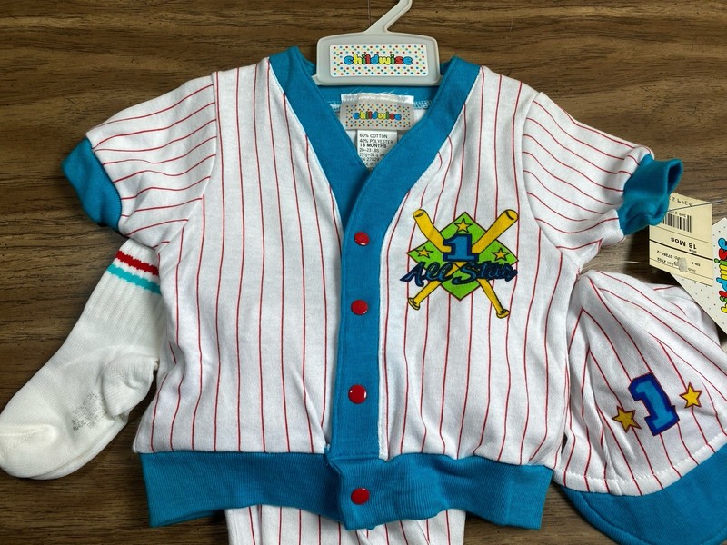NOS New 90s Childwise Vtg 18mos Baby Set Baseball New With Tags Storage Wear gallery