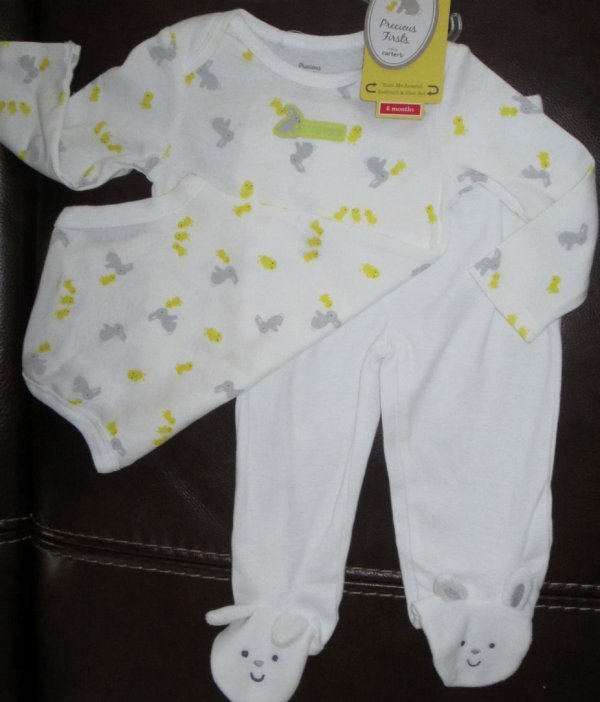Carters Precious Firsts Baby bunny 2 Piece Sleep & Playwear Size 6 Months NWT