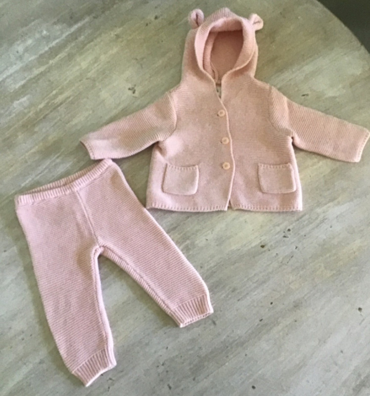 Baby Gap 3-6M Pink Girls 2pc Knit Crochet 100% Cotton Outfit PRISTINE