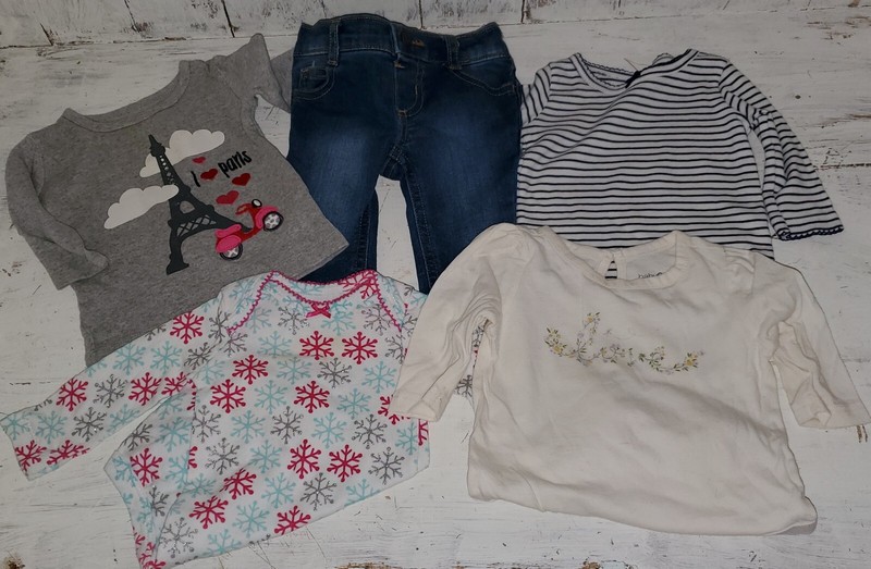 Carter’s Baby Gap Shirt Gray Blue White Pink Jeans 0-3 months Lot *W24