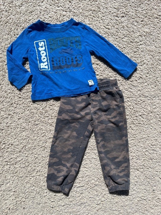Boys 2T Lot Timberland Camo Jogging Pants Roots Kids Long Sleeve Shirt Blue Camp