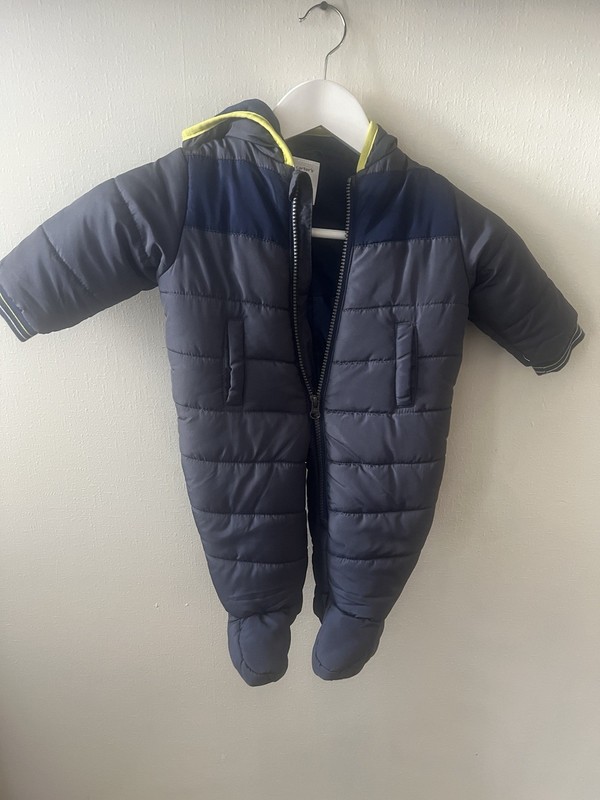 carter’s Hooded Insulated Coverall & Dinosaur Mittens Set Navy 3-6 Months Winter