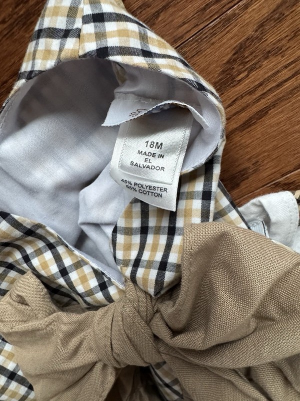 Burberry Baby Mini Check Panel Romper (1M), Ruffle Dress (18M) & Bib Set NWT gallery