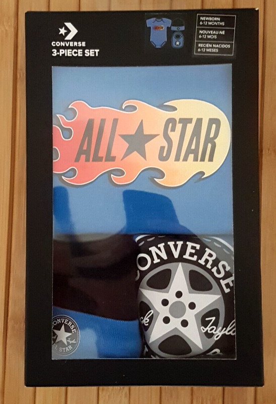 Converse 3-Piece Set 6-12 Months Bodysuit , Hat ,Bib All Star