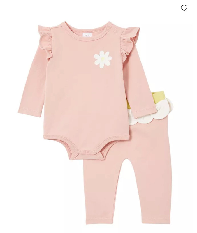 2 PIECE SET Cotton On Baby The In-Character Set Pink Zepher Daisy Size 6-12M NEW