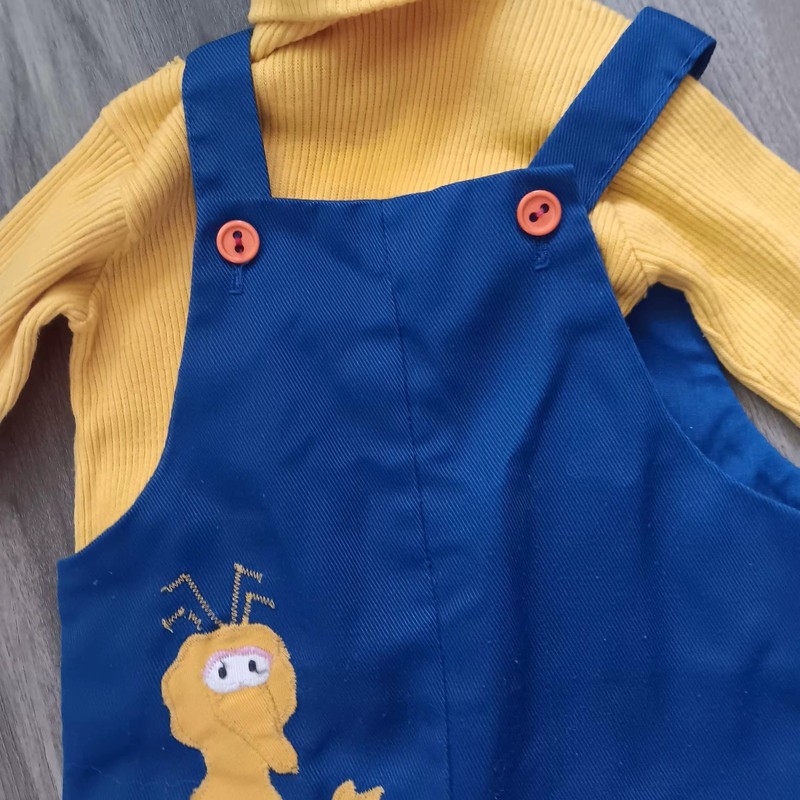 Sesame Street Vtg 70s Big Bird Overalls Coverallls & Roll Neck Shirt Sz 2T READ gallery