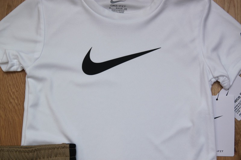 Nike Toddler Boy T-Shirt & Shorts Set ~ White, Black & Beige ~ gallery