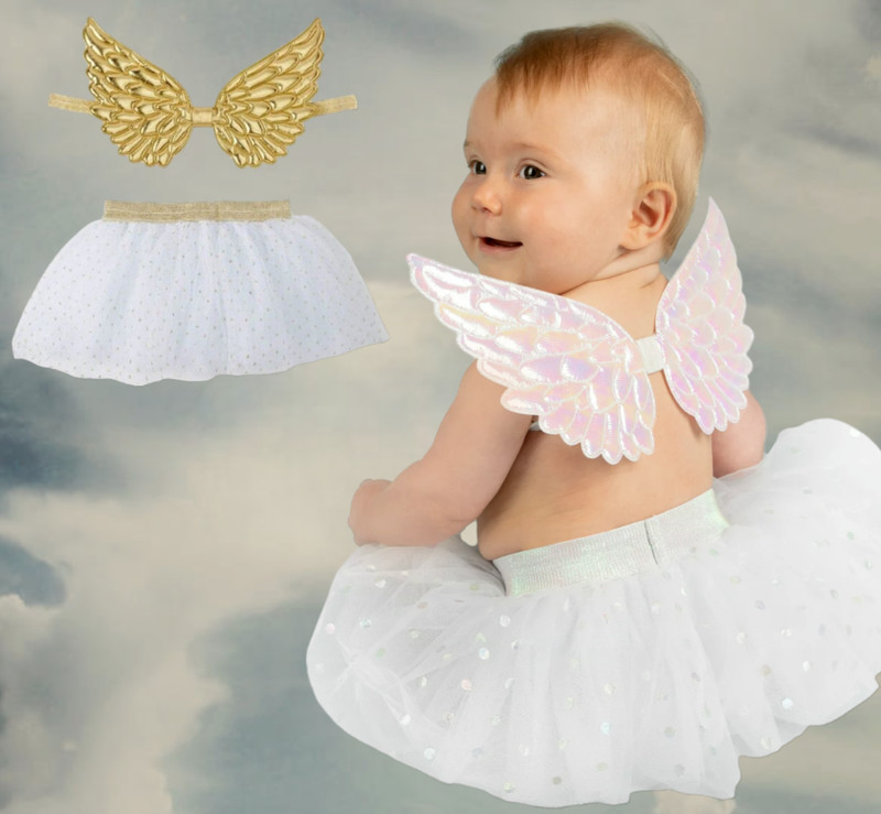 angel fairy  princess Wings Tutu Set Infant 0-12 mts Photo Prop Costume Outfit
