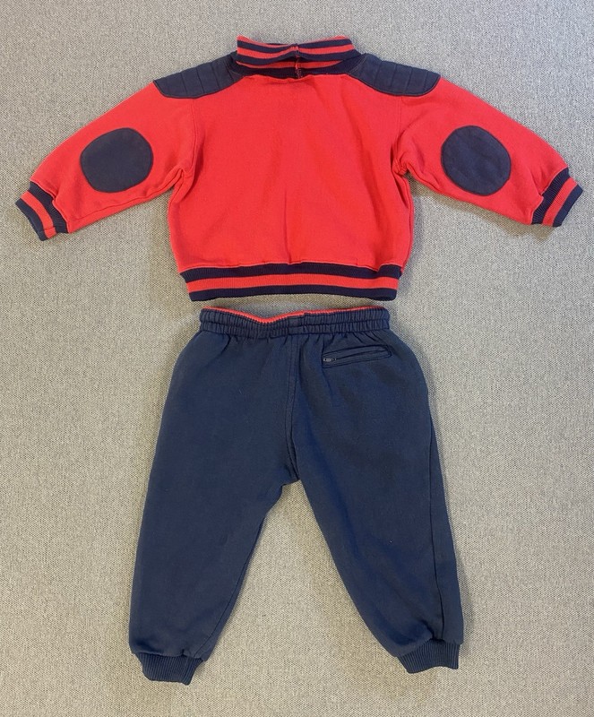 Vintage 90s Toddler Tracksuit Set 3T Red Navy Sweatshirt Pants Retro Boys gallery