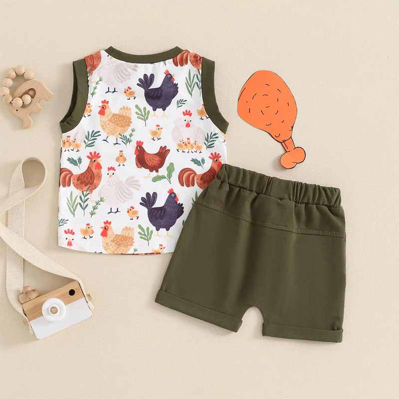 2PCS Newborn Kids Boys Summer Sleeveless Tank Top Elastic Shorts Casual Outfit gallery