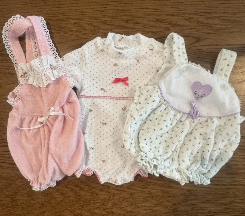 3-Piece Baby Girl Romper Set 3-6M Pink/White Floral Bow Lace Short Sleeve