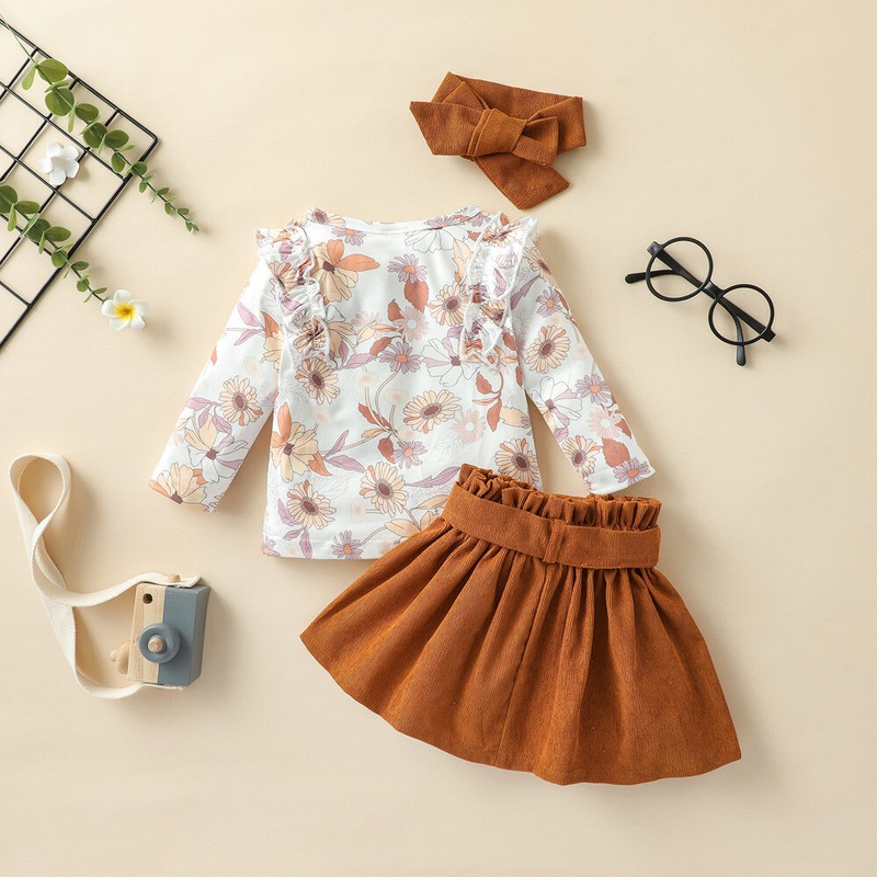 Newborn Baby Girl Clothes Long Sleeve Floral Tops Skirts Dress Headband Outfits gallery