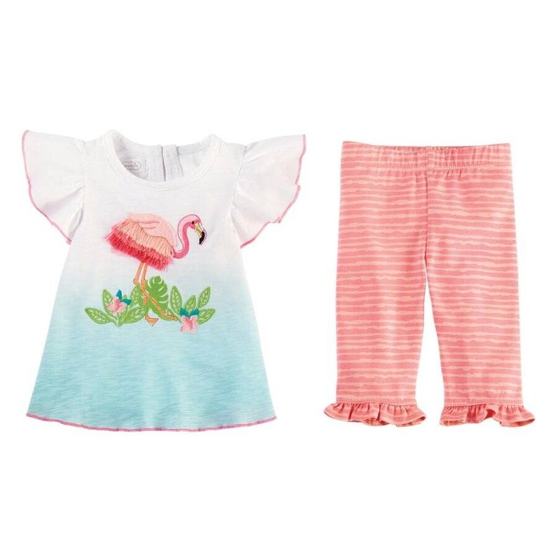 Mud Pie Flamingo Fringe Tunic & Capri Set 6-9 Months