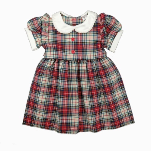 Classic Style with a modern twist Red Check Button Front Dress for 2 years old