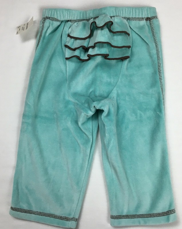 NWT baby greendog Girls Sz 12 Months Aqua Velour Ruffled Zip Jacket & Pants Set gallery