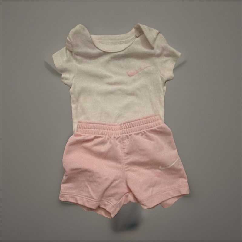 Nike Unisex Baby Pink White Shorts Set 3M T-Shirt & Shorts Summer Sports Outfit