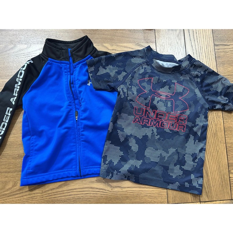 Under Armour Toddler 18M Jacket & Shirt Set Blue Black Activewear