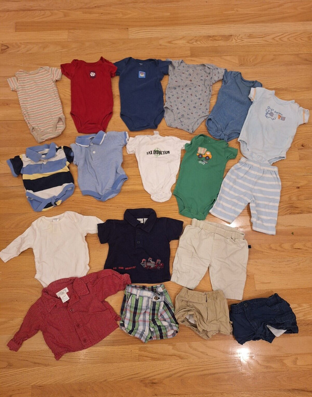 Baby Boys 18 pc lot 0-3m newborn clothes Pants Bodysuits shorts Carters summer
