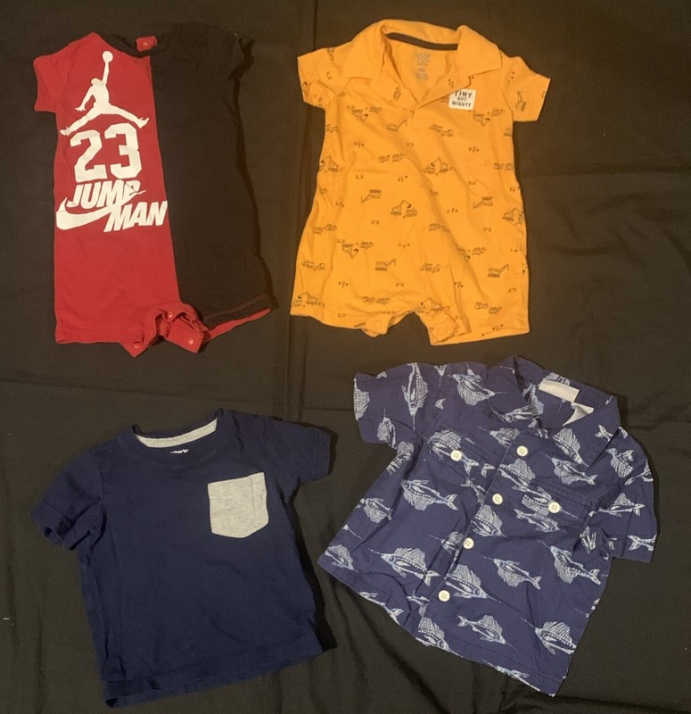Baby Boys Lot of 4 Size 6-9 Months Short Sleeve One Pieces & T-Shirts Item# 1116