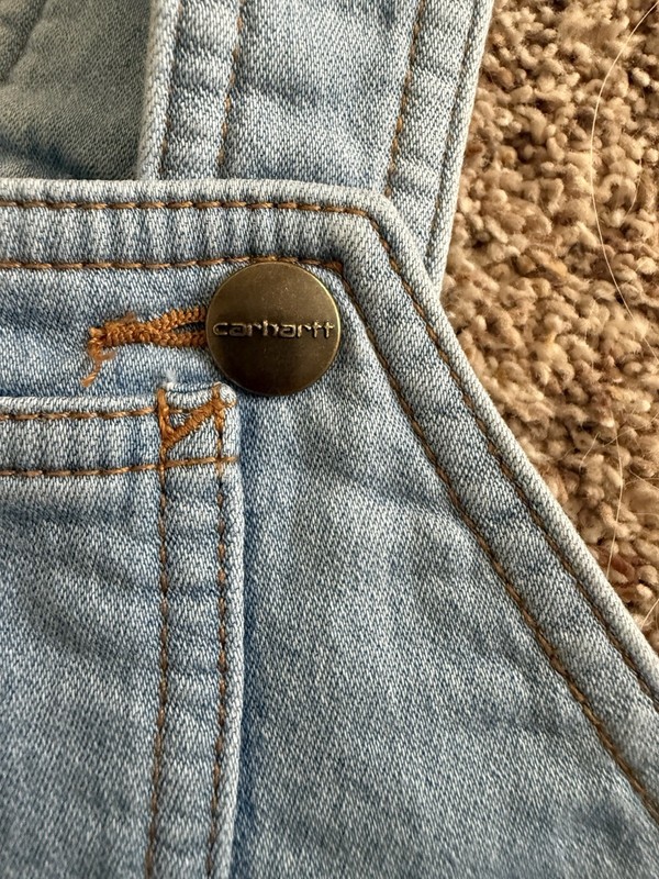 Carhartt 24M Denim Shortalls Overalls Orange Farm Animal Bodysuit Outfit Set gallery