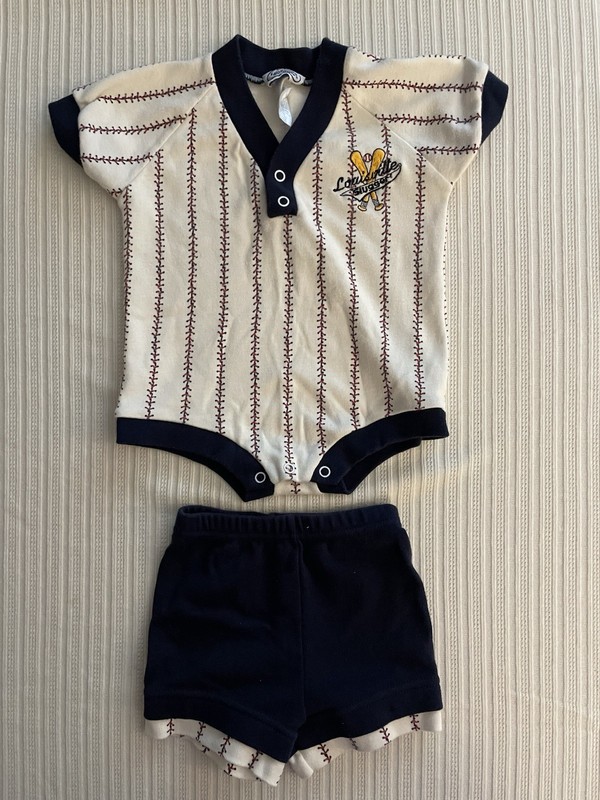 Vintage Louisville Slugger Baby 2pc Baseball Bodysuit & Shorts Set 3-6 Months
