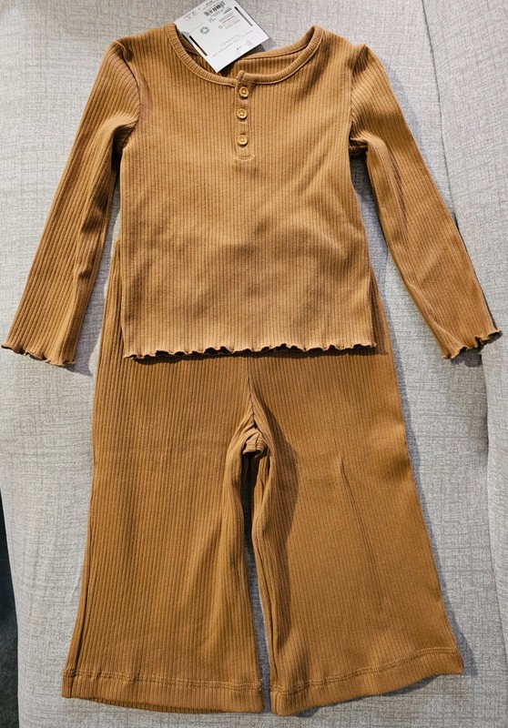 Little Co Lauren Conrad Organic Cotton Relaxed Top & Wide Leg Pants Set Size 3T