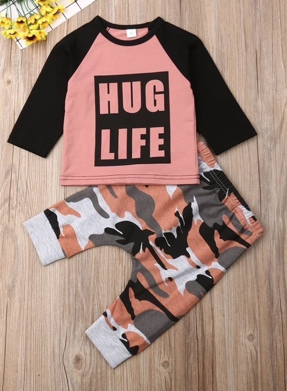 Toddler Kids Baby Boy Clothes Tops T-shirt Camo Long Pants Outfit Set