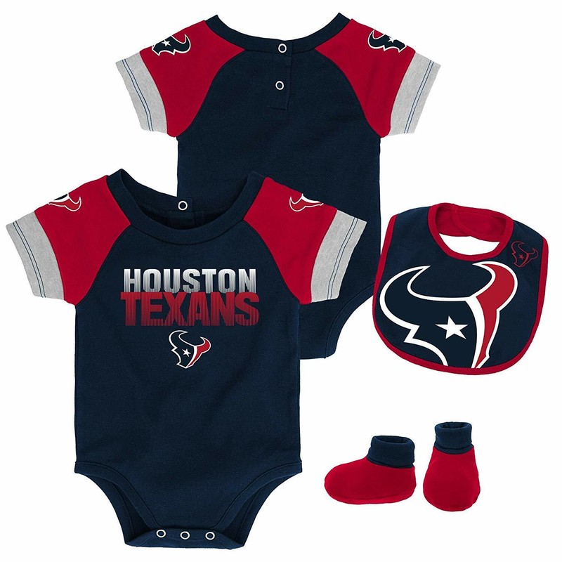 Infant Baby Boy’s NFL Houston Texans Bodysuit Creeper Bootie Bib Set 24 MONTHS