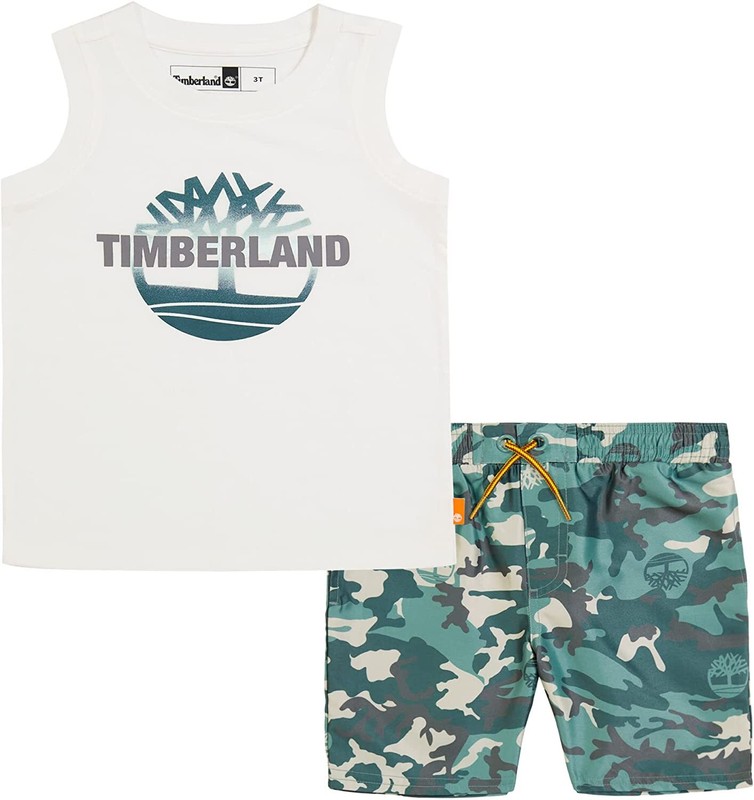 Timberland Boys 2 Pieces Mineral Blue Tank Short Set Size 2T, 3T, 4T