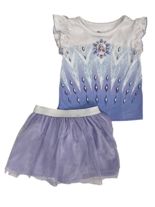 Disney Toddler Girls Frozen 2 Purple Queen Elsa Top With Tutu Skirt Outfit 2T