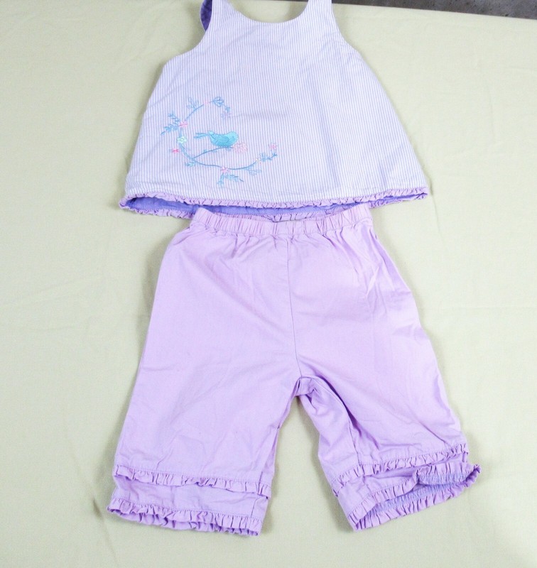 Carter’s Girls 2-Piece Set, Sleeveless Top & Pants, Purple, Bird, 24 Months