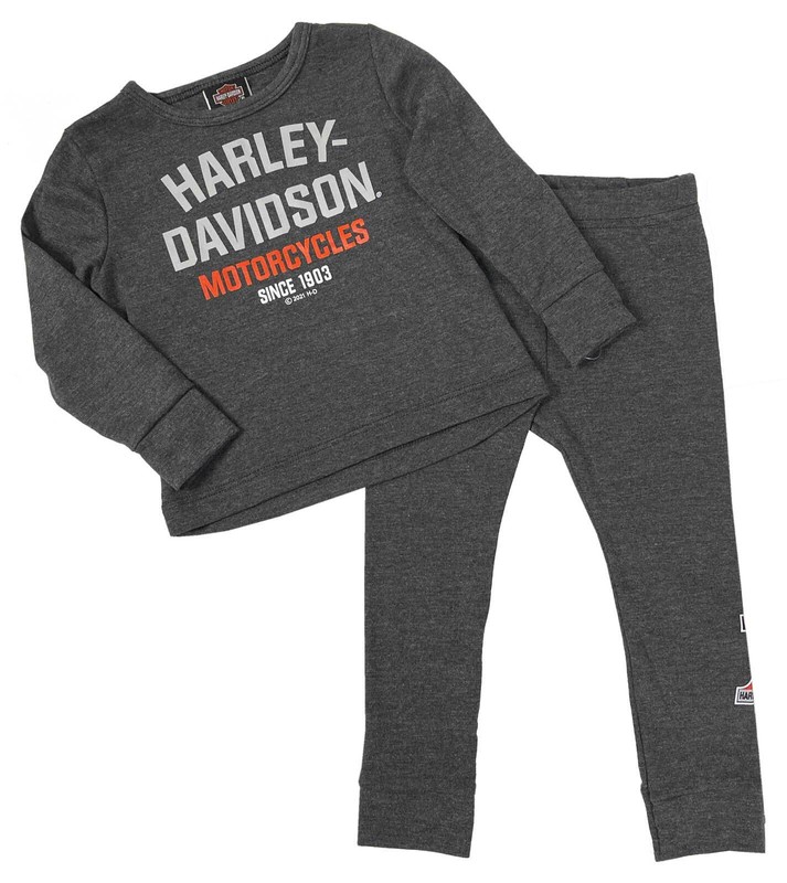 Harley-Davidson Baby Boys’ 2 Piece Infant Knit Long Sleeve Tee & Pant Set- Gray