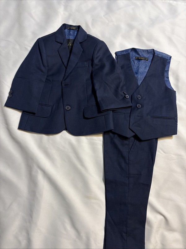 E. Sam Of London 3 Pc Suit Navy Blue 12-18 Months Baby Wedding Formal