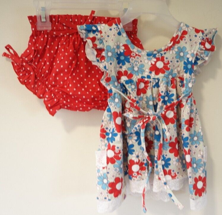 NWT Cheeky Plum Red White & Blue Bloomer Shorts Outfit Girl's Size 2T gallery