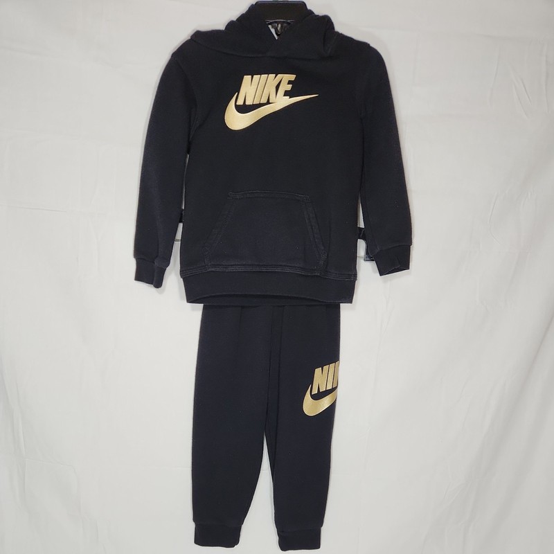 Nike Fleece Jogger Hoodie Set Black/Gold sweatshirt/pants 24months