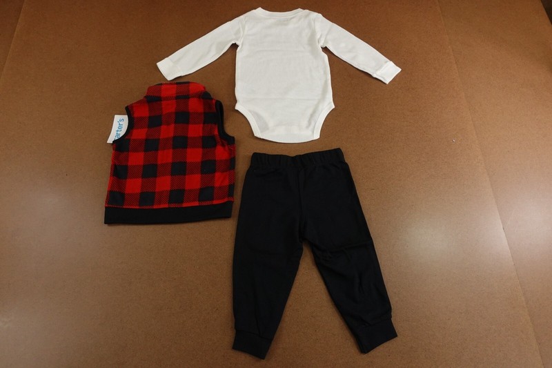 Carters Baby Size 18 Months 3-Piece Red Buffalo Check Little Vest Set NWT gallery