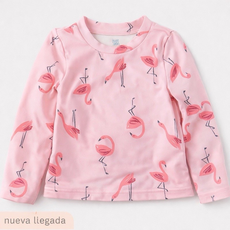 Just One You Pink Flamingo Long Sleeve Bodysuit Casual Shirt Unisex Baby