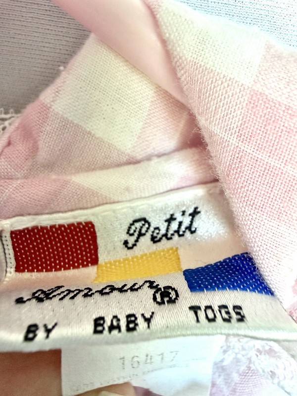 Vtg Baby Girls Romper 12M Petit Ami Pink Plaid Lace Embroidered Heirloom Cottage gallery