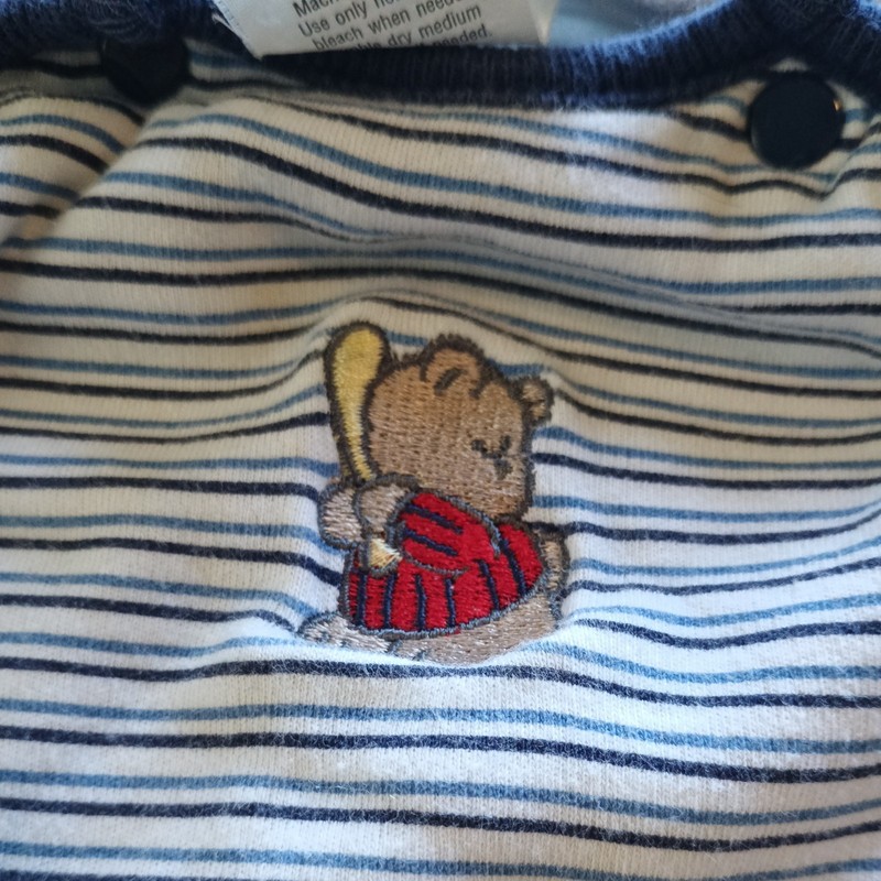 Vintage Carter's Baby 6-9M Bear Baselball Shirt 19-21lbs button up shirt Only gallery
