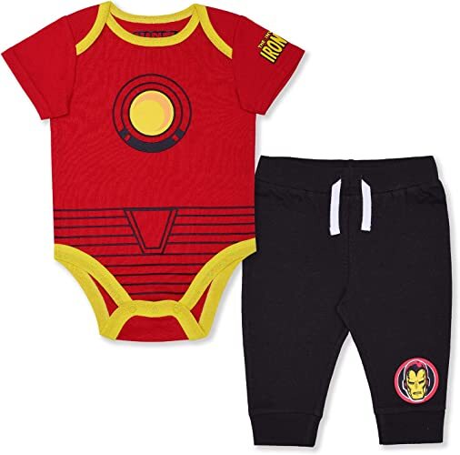 Marvel Iron Man Baby One Piece Sweeper & Jogger Set (Sizes 0/3M – 6/9M)