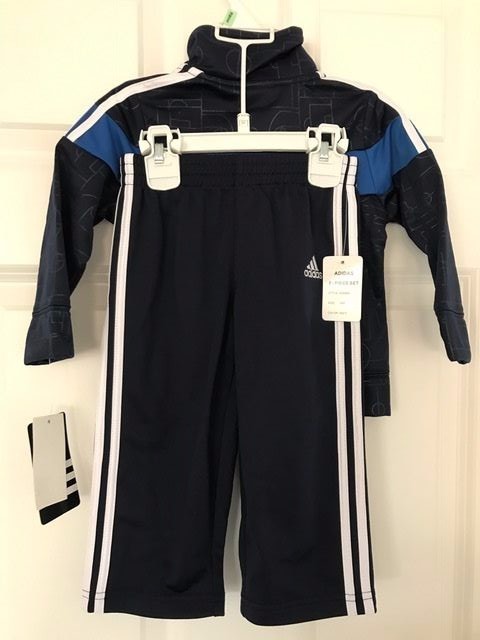 ADIDAS NWT 2PC Boys Jacket Zip Top Pants Track Suit Blue DNA Warm Up 12 18 24 gallery