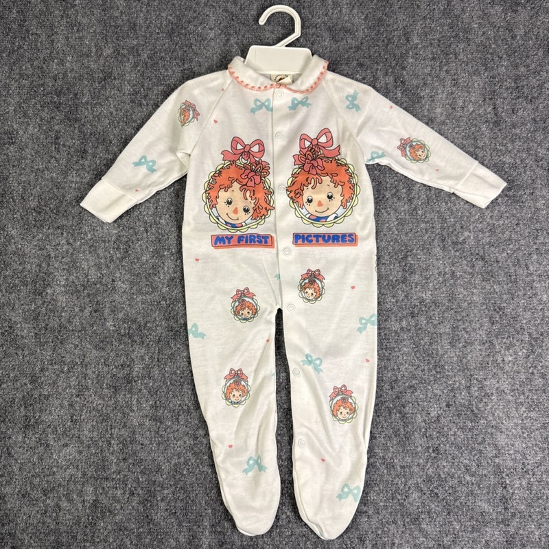 Vintage Raggedy Ann Baby Clothes Medium Romper 1 Piece My First Picture 1989