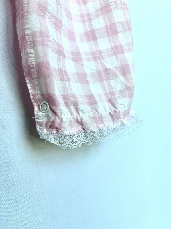Vtg Baby Girls Romper 12M Petit Ami Pink Plaid Lace Embroidered Heirloom Cottage gallery