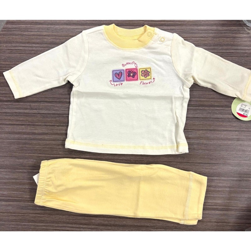 Vintage Circo Baby Pants Set Size 6M Butter Yellow White Butterfly Embroidered