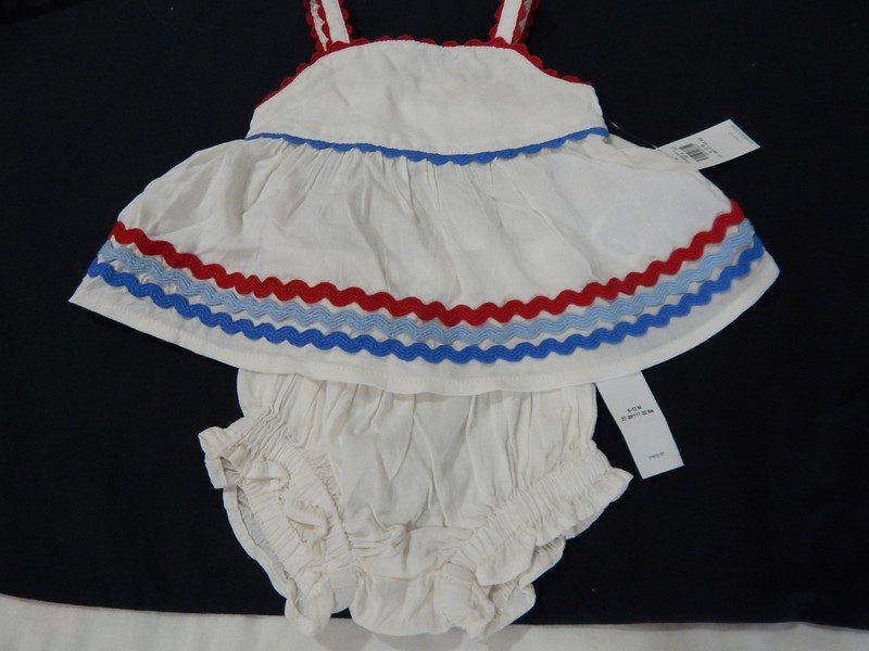 Bnwt Old Navy Girls 6-12 Months Patriotic Ric Rac Top Bloomers SET viscose Blend