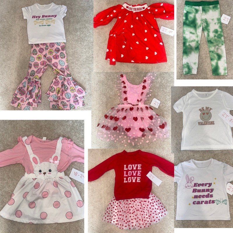 11 Piece Lot Holiday Valentine Easter St. Pat Day toddler 2T-3T Adorable Pieces