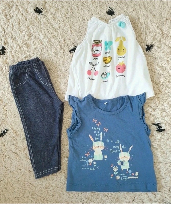 H&M | George Baby girls Summer top & trousers leggings bundle | 6-9 months