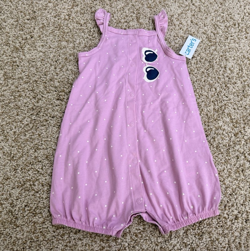 Carter’s Baby Girl Sleeveless One Piece Full Snap Outfit Size 24 Months