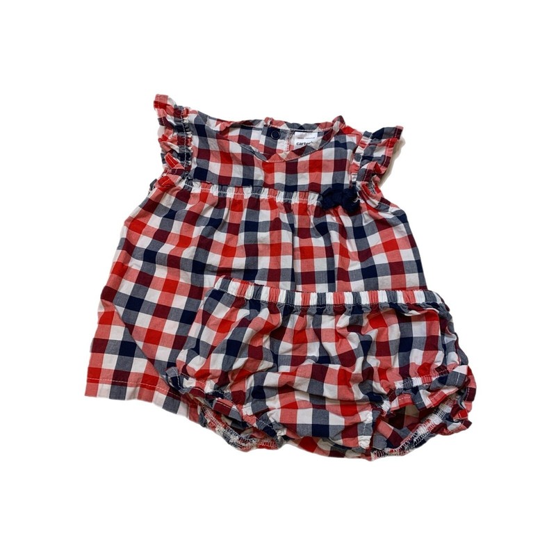Carters Girls Red White Blue Gingham Plaid Top Bloomer Set 9M